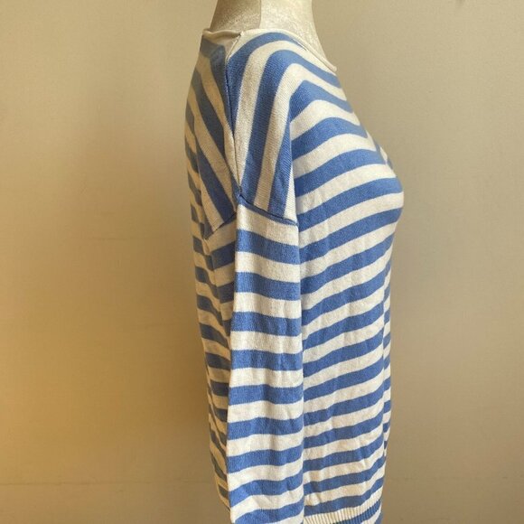 Caslon BNWT sweater blue white striped sz XSmall rolled boat neck - Picture 3 of 7